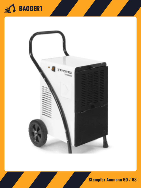 Schwarzweißer Bautrockner mit Räder.